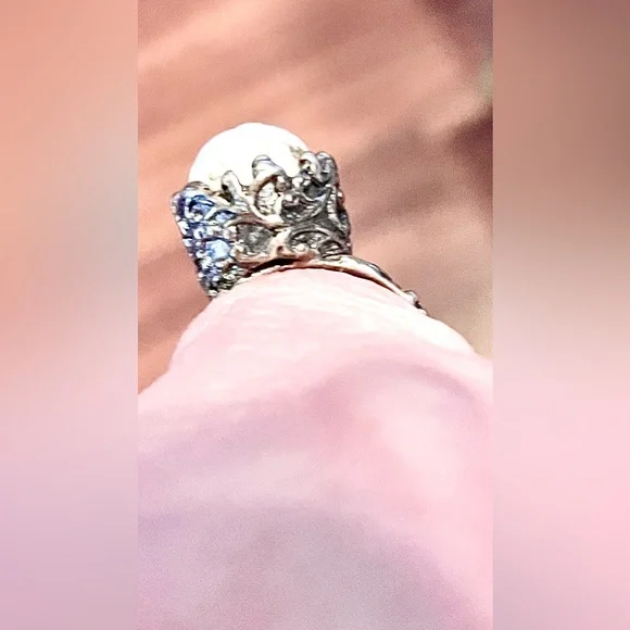 Authentic freshwater pearl surrounded with vintage 925 sterling silver - Picture 4 of 4